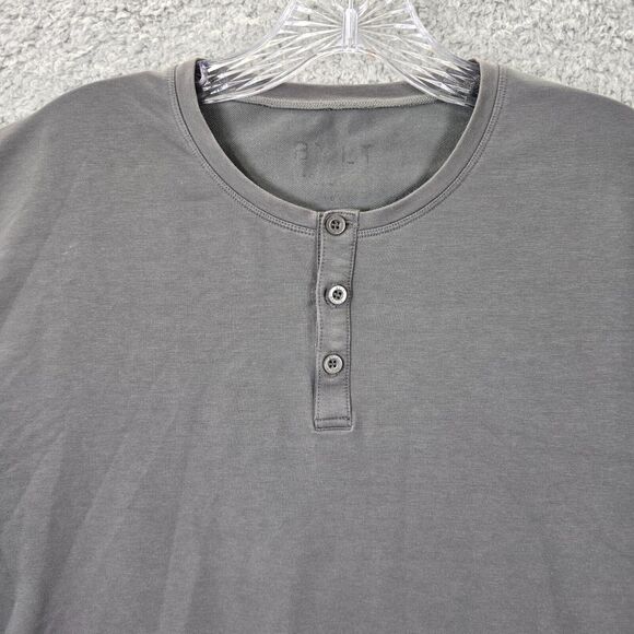 BYLT Men's Drop Cut Henley LS Long Sleeve Gray Shirt Gym Size M - Picture 2 of 11